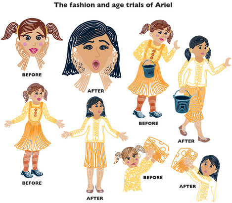 Different characterizations of Ariel, evolution of Ariel, different faces of Ariel